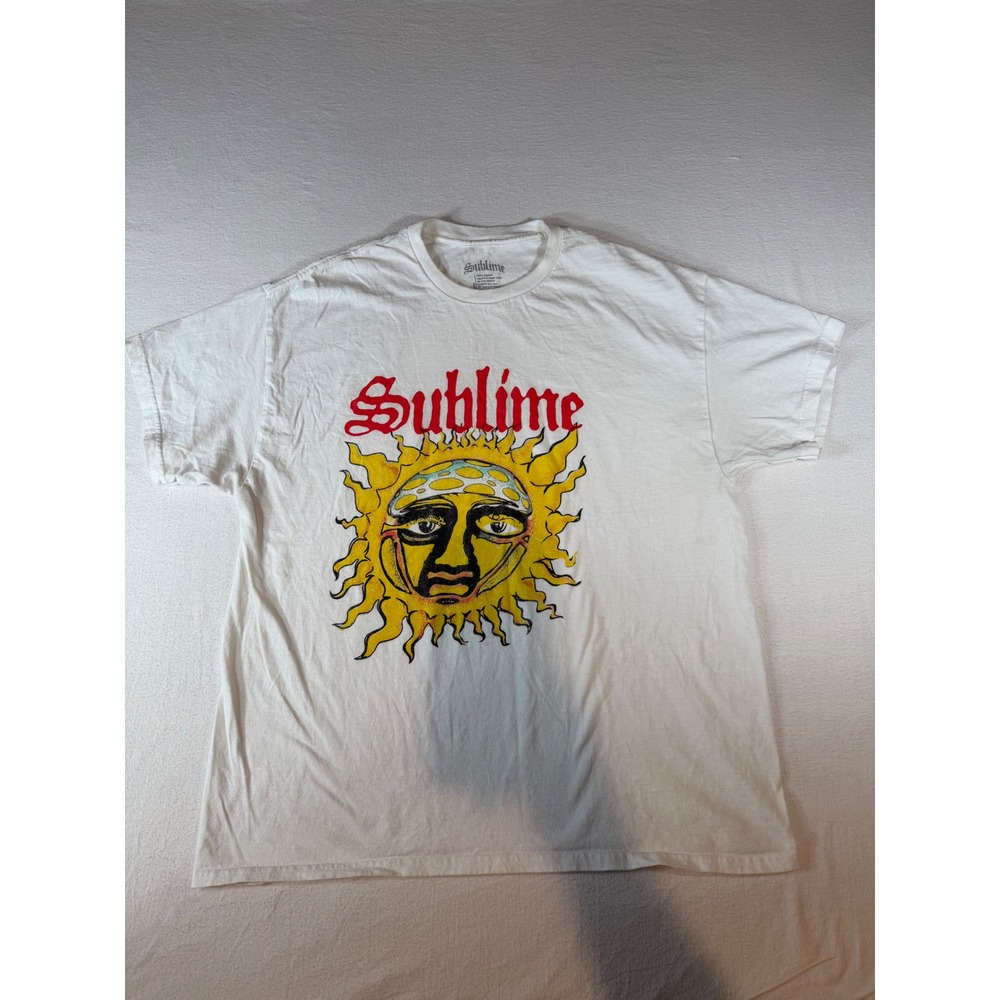 Sublime Graphic T-Shirt White Sun Logo XL 100% Cotton Short Sleeve Tee